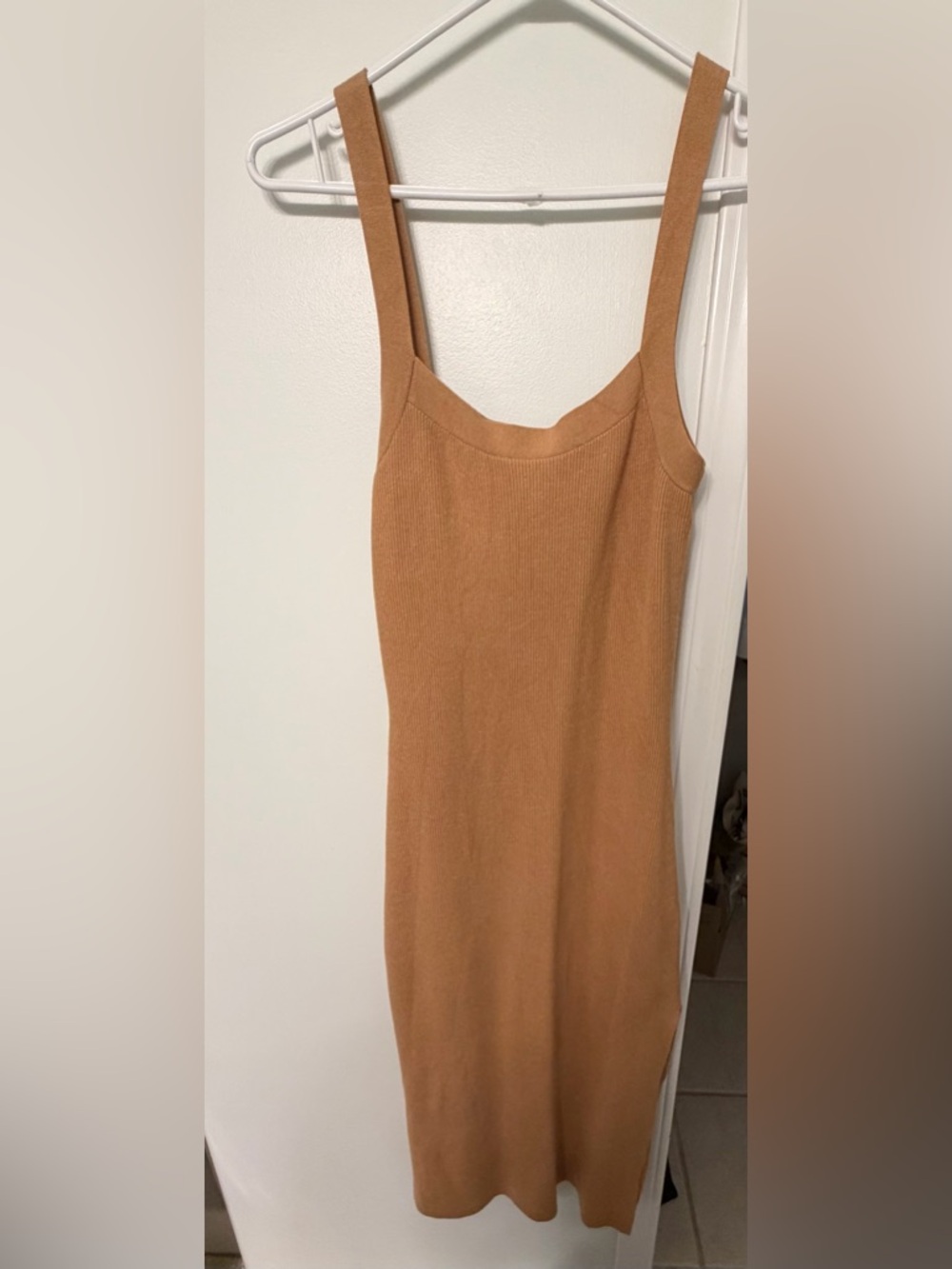 Babaton Ribbed Knit Dress in Camel